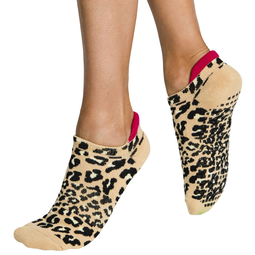 2 PACK - Tab Closed Toe - Leopard Pink Accent + Zebra Rising = Wild Power Pack - Grip Socks