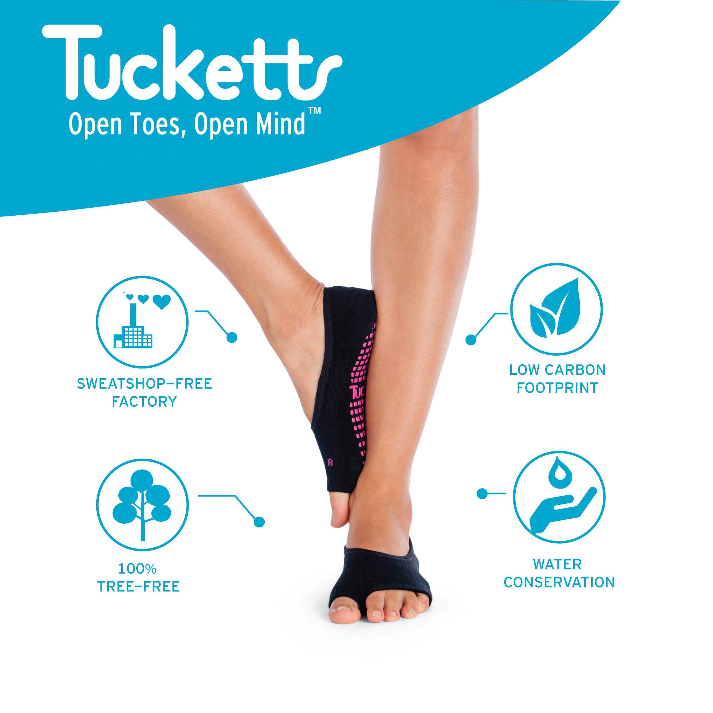 Tucketts Ballerina Black Galaxy Pilates Socks - Non-Slip Grip, Open Toe, Barre & Yoga - Women's