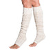 Cream colored leg warmers with flattering ruched detail