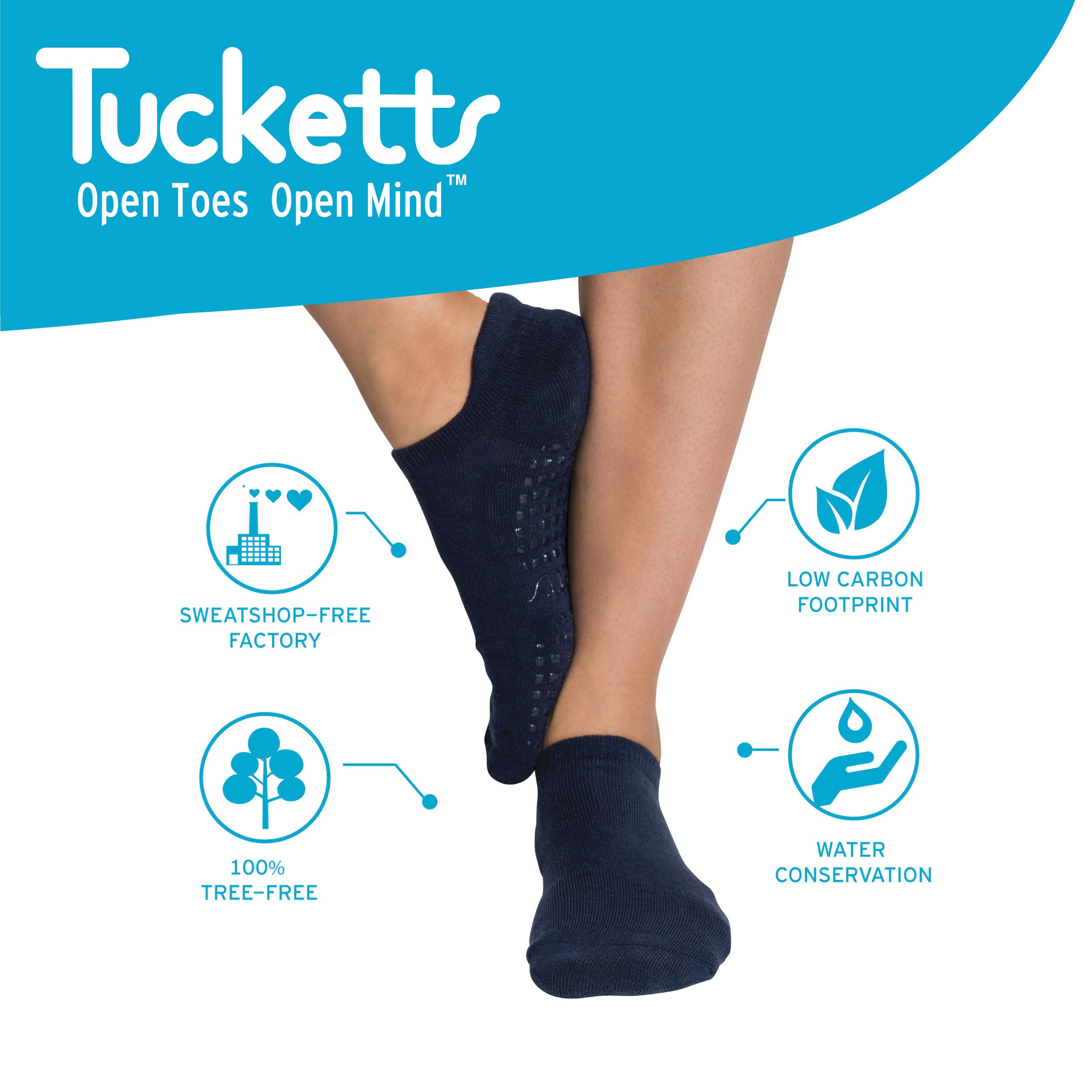 2 PACK - Tab Closed Toe - Rose + Navy - Grip Socks